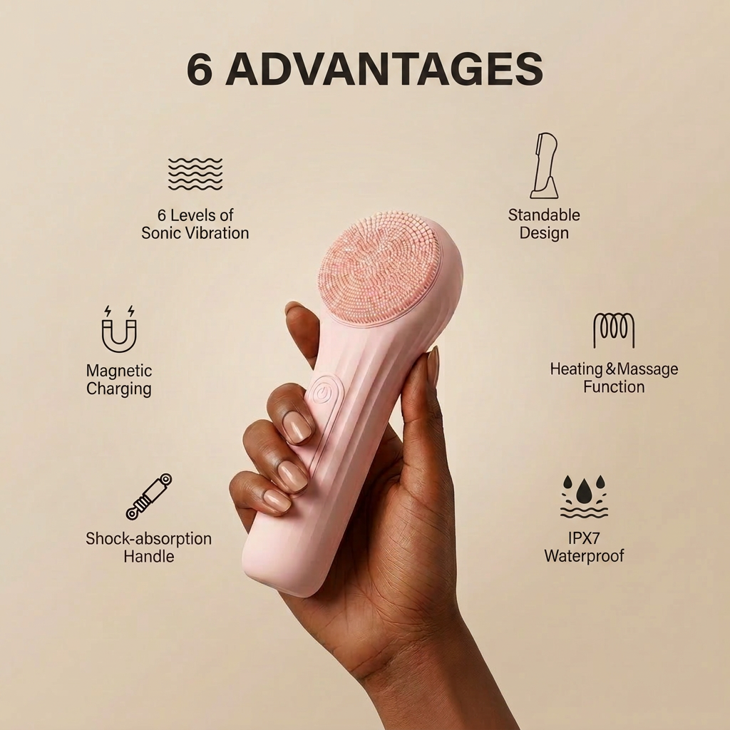 BeGlow GlowBrush Pro™ — Sonic Heated Facial Cleansing Brush