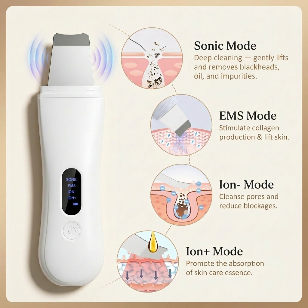 BeGlow SonicClear Pro™ — Ultrasonic Skin Spatula