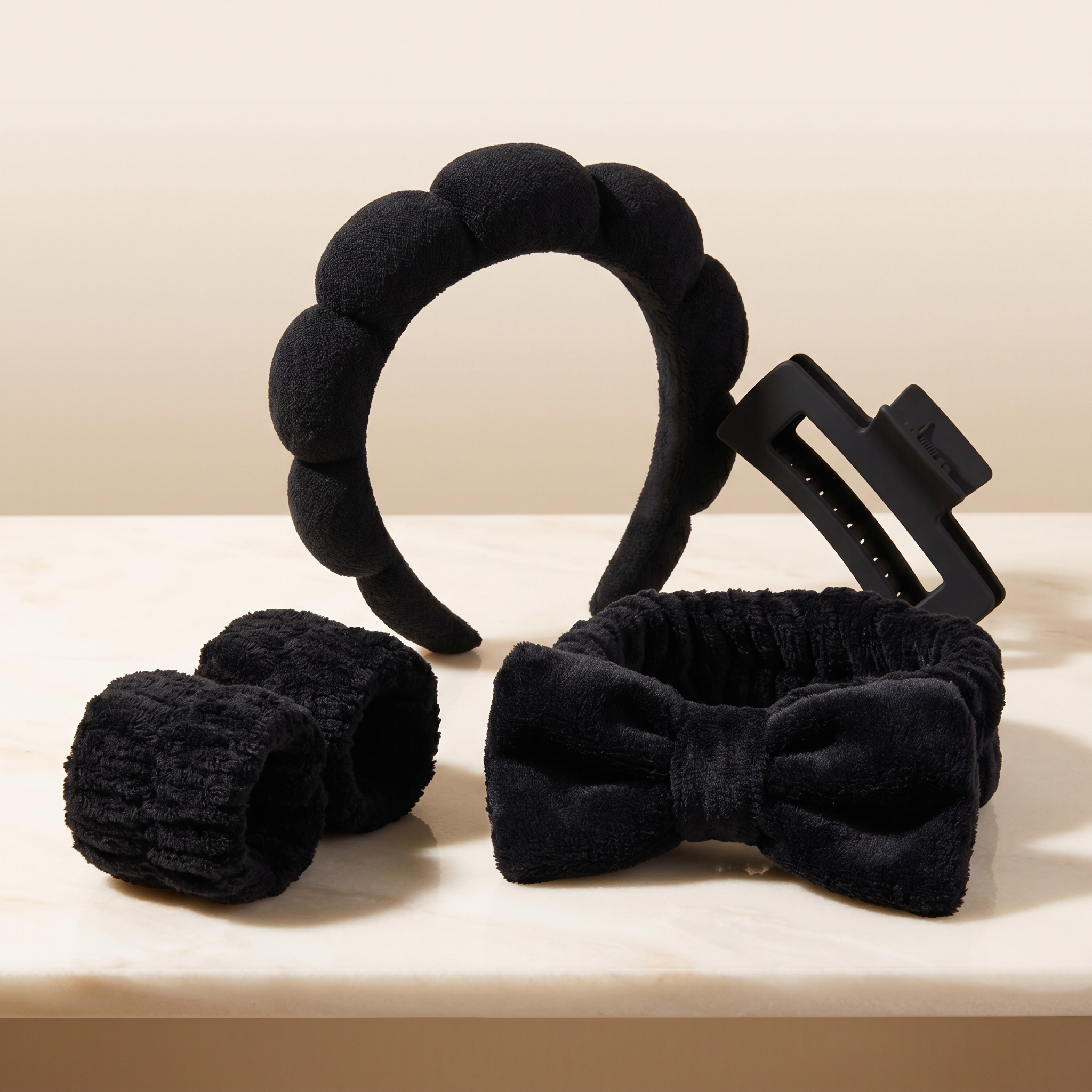 BeGlow Prep Set™ — Spa Headband, Wristbands & Bow