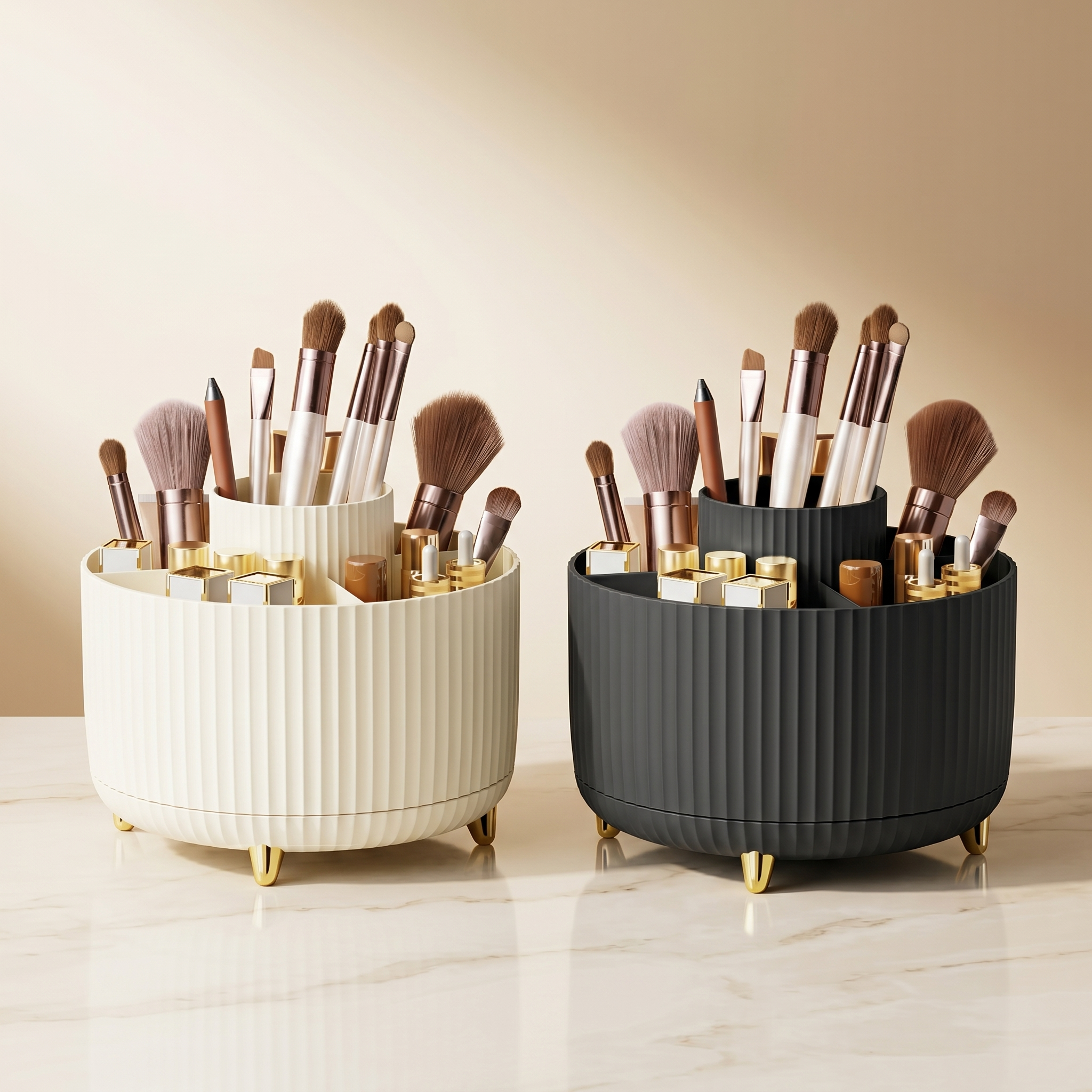 BeGlow Glow Carousel™ — 360° Rotating Makeup & Brush Organiser