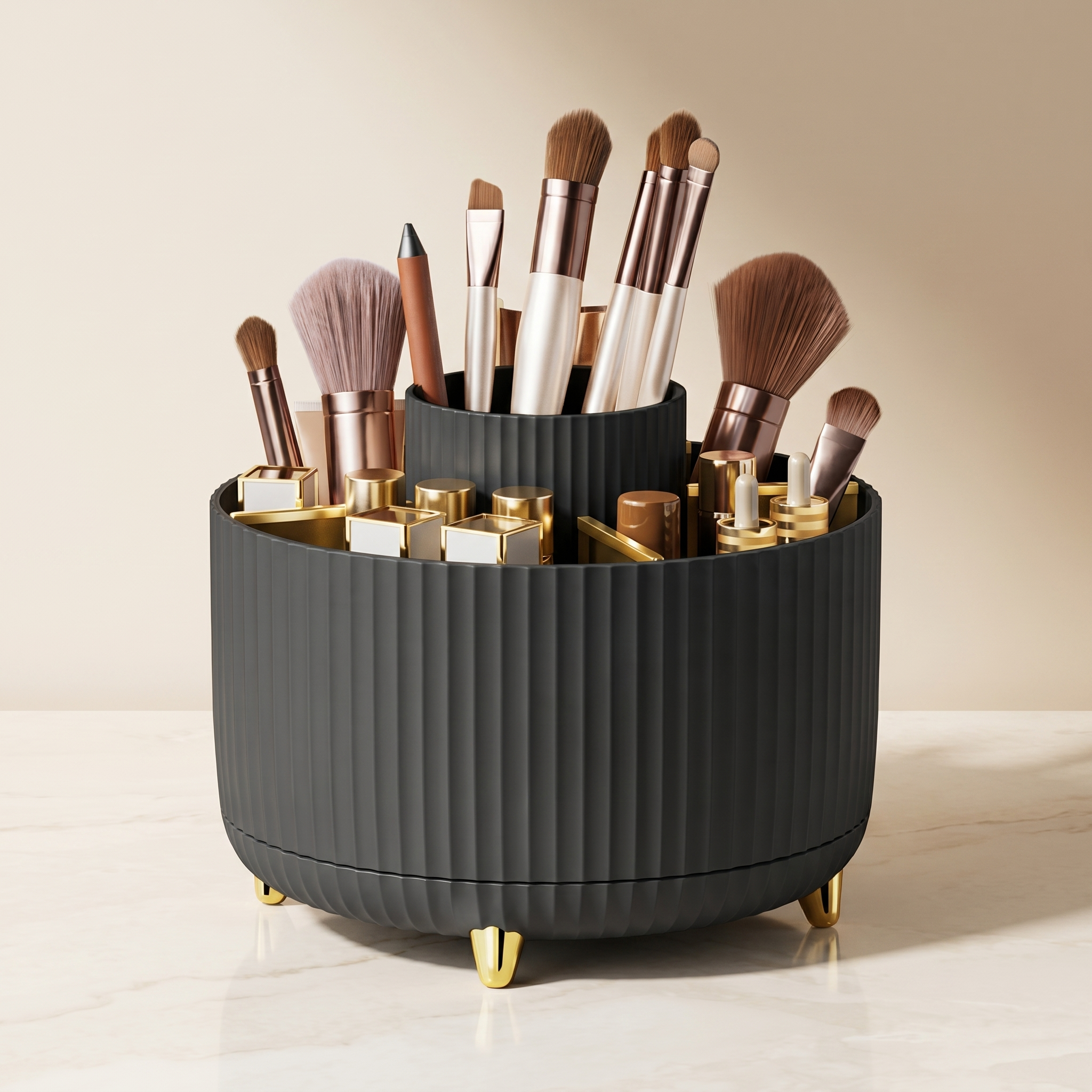 BeGlow Glow Carousel™ — 360° Rotating Makeup & Brush Organiser