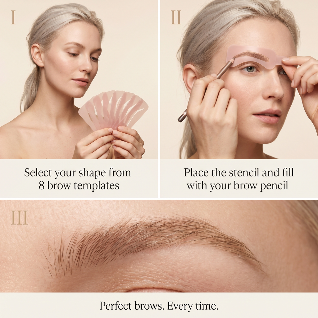 BeGlow Shape Pro™ — 8-in-1 Reusable Eyebrow Stencil Set